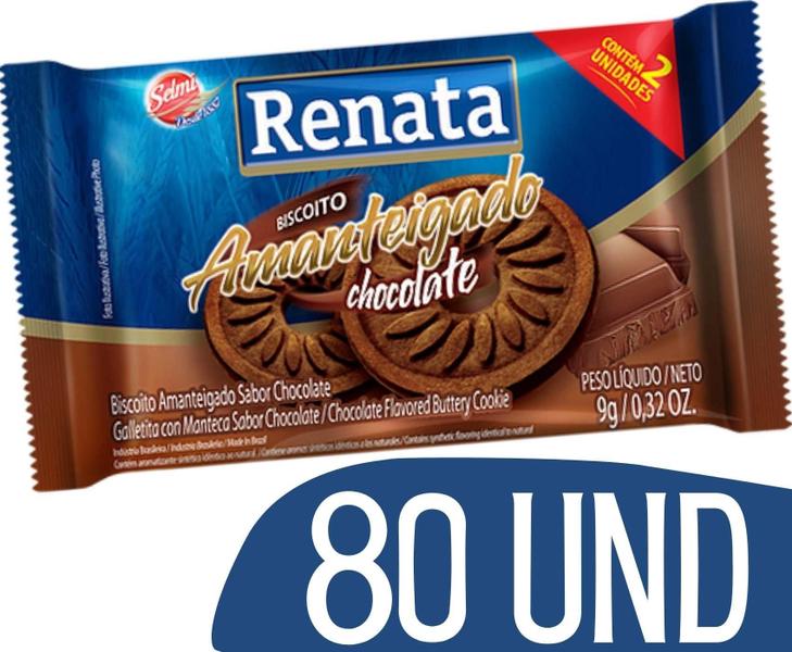 Biscoito Amanteigado Sache Individual Renata Chocolate 80 U Imagem de Biscoito Amanteigado Sache Individual Renata Chocolate 80 U