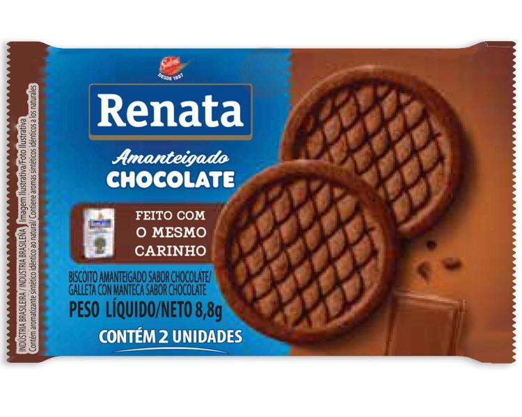 Biscoito Amanteigado Sache Individual Renata Chocolate 80 U Imagem de Biscoito Amanteigado Sache Individual Renata Chocolate 80 U