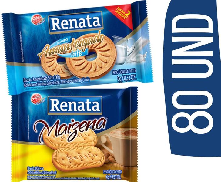 Imagem de Biscoito Amanteigado Sache Renata Leite Maizena Maisena 80 U