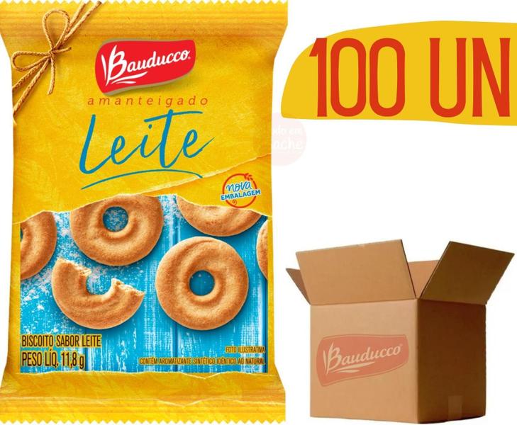 Imagem de Biscoito Bauducco 11,8G Amanteigado Sabor Leite 100 Unidades