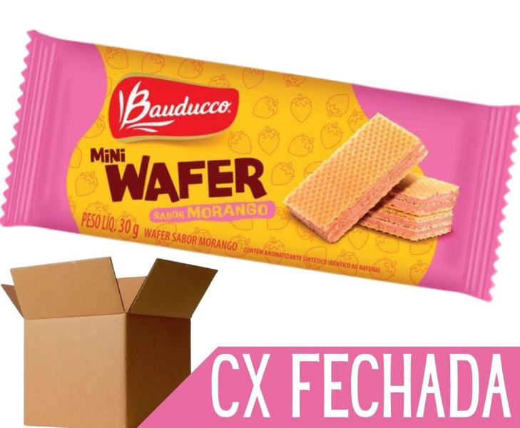 Imagem de Biscoito Bauducco Mini Wafer Sachê 30G Morango - 96 Und