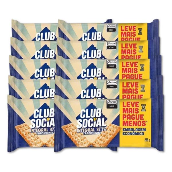 Imagem de Biscoito Club Social Integral Kit 10 Packs De Bolachas 288G