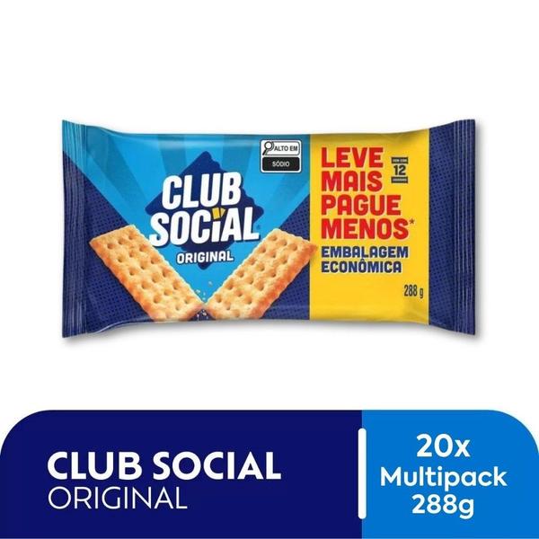 Imagem de Biscoito Club Social Tradicional Kit 20 Packs Bolacha 288g