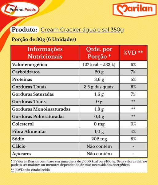 Imagem de Biscoito Cream Cracker Água e Sal Crocante Marilan 2 Un 350g