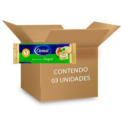 Imagem de Biscoito de Arroz Integral SACHÊ Camil contendo 3 pacotes de 90g cada