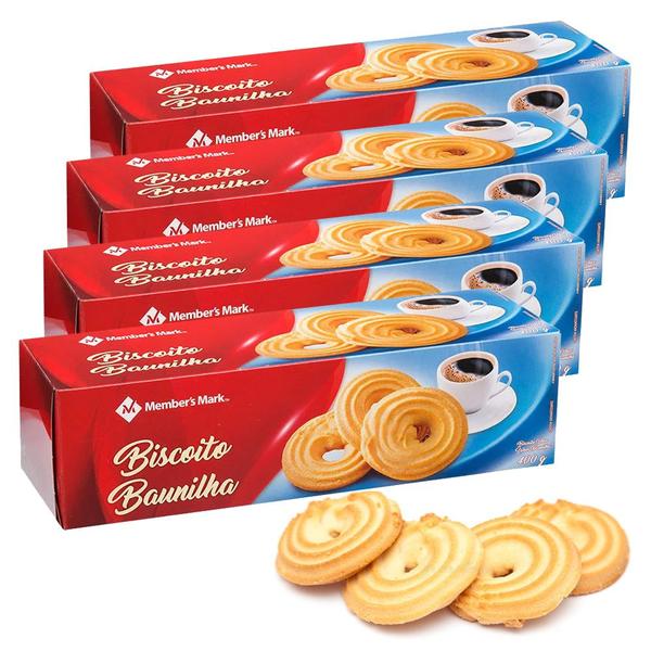 Imagem de  Biscoito De Baunilha Alemã 4 Pacotes De Bolacha 400g Cada