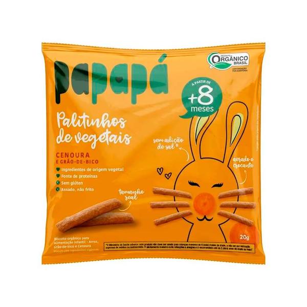 Imagem de Biscoito de Cenoura e Grão-de-Bico Orgânico Papapá 20g