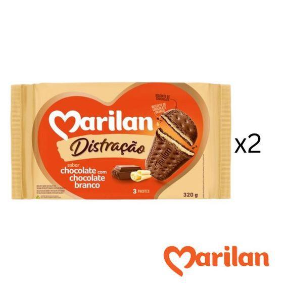 Imagem de Biscoito Doce Marilan Chocolate e Chocolate Branco Kit 640g