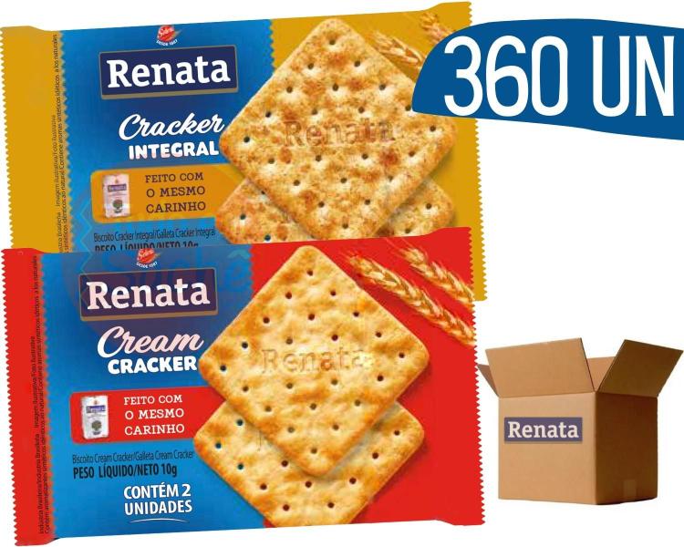 Imagem de Biscoito em Sache Renata Cream Cracker e Cracker Integral - 360 und