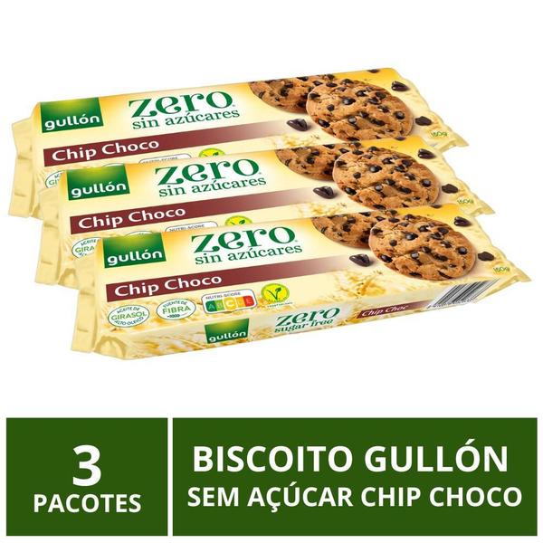 Imagem de Biscoito Gullón, Chip Choco, 3 Pacotes, Sem Açúcar