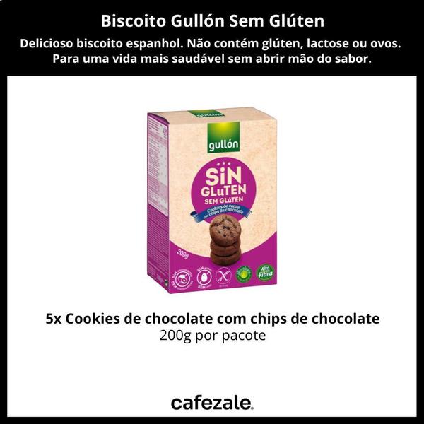 Imagem de Biscoito Gullón, Cookie Chocolate, 5 Pacotes 200G, Sem