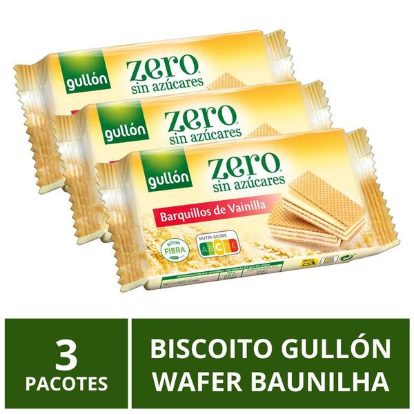 Imagem de Biscoito Gullón Sem Açúcar, Wafer Baunilha, 3 Pacotes