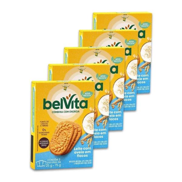 Imagem de Biscoito Integral Belvita Leite E Aveia Kit 5 Caixas 75G