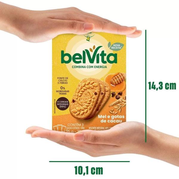 Imagem de Biscoito Integral Belvita Mel e Cacau Kit 10 caixas 75g