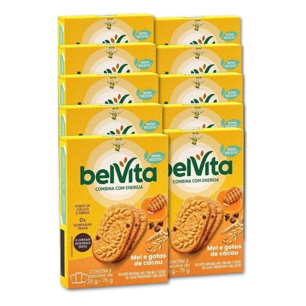 Imagem de Biscoito Integral Belvita Mel E Cacau Kit 10 Caixas 75G