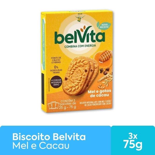 Imagem de Biscoito Integral Belvita Mel E Cacau Kit 3 Caixas 75G