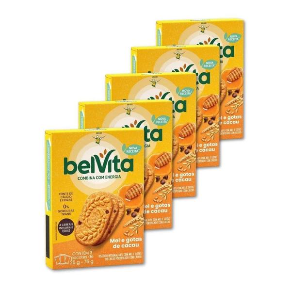 Imagem de Biscoito Integral Belvita Mel E Cacau Kit 5 Caixas 75G