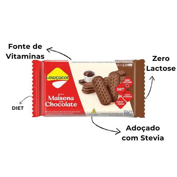 Imagem de Biscoito Maisena Chocolate Lowçucar Zero Adição de Açúcares 115g