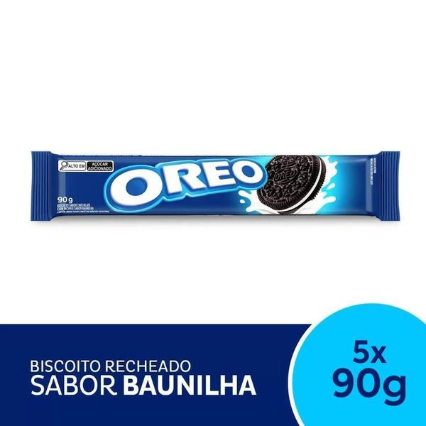 Imagem de Biscoito Oreo Recheado Baunilha Tradicional Kit 5Un De 90G