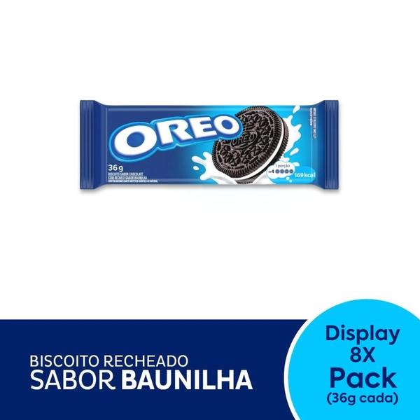 Imagem de Biscoito Oreo Recheado Baunilha Tradicional Kit 8un de 36g