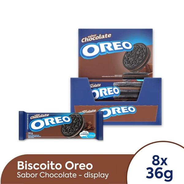 Biscoito Oreo Recheado Chocolate Individual Kit 8un de 36g Imagem de Biscoito Oreo Recheado Chocolate Individual Kit 8un de 36g