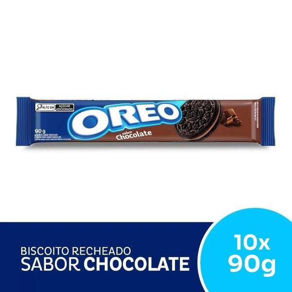 Imagem de Biscoito Oreo Recheado Chocolate Kit 10 Pacotes De 90G