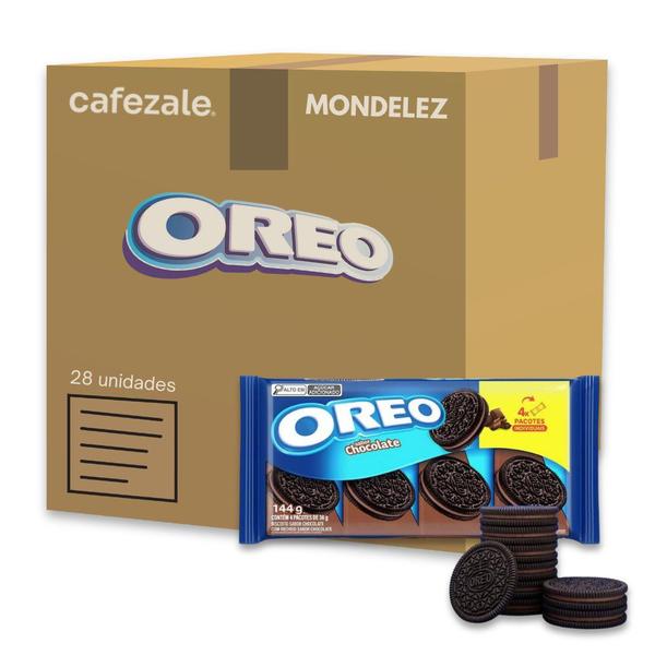 Imagem de Biscoito Oreo Recheado Chocolate Kit 28 packs de 144g