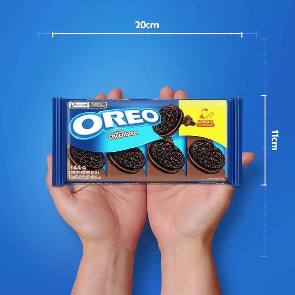 Imagem de Biscoito Oreo Recheado Chocolate Kit 5 packs de 144g