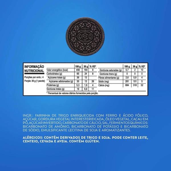 Imagem de Biscoito Oreo Recheado Chocolate Kit 5 packs de 144g