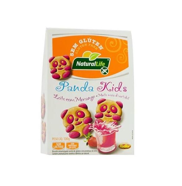 Imagem de Biscoito Panda Kids Sem Glúten, Sem Lactose Leite com Morango Natural Life 100g