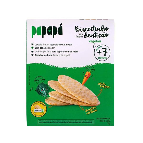 Imagem de Biscoito Para Fase De Dentição Vegetais Sem Sal +7 Meses 9 Sachês Com 2 Biscoitos Em Cada Papapá