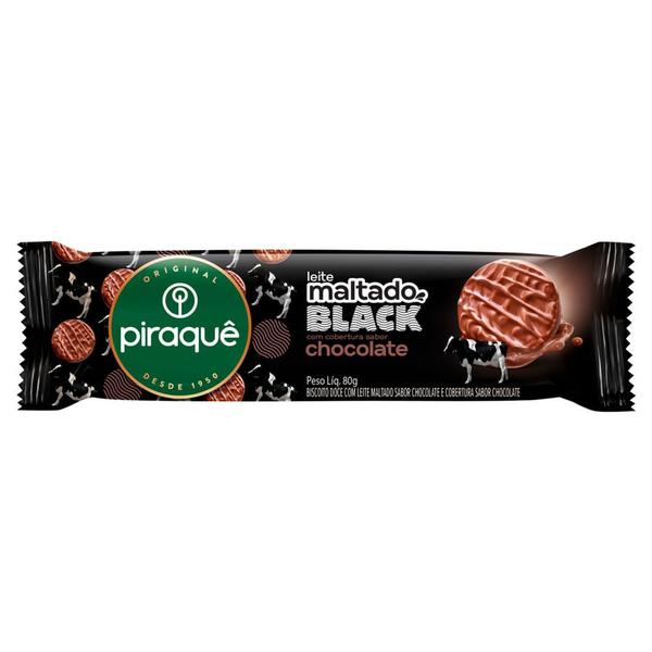 Imagem de Biscoito Piraquê Leite Maltado Black com Cobertura Chocolate 80g