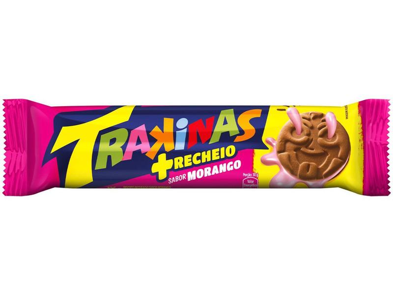 Imagem de Biscoito Recheado Morango Trakinas 126g