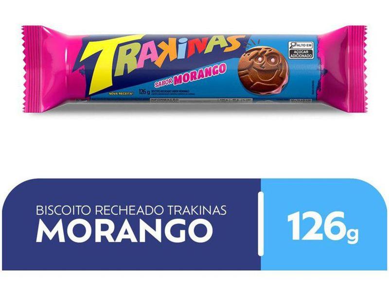 Imagem de Biscoito Recheado Morango Trakinas 126g