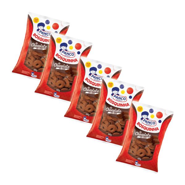 Imagem de Biscoito Rosquinha De Chocolate Panco 500 G Kit 5