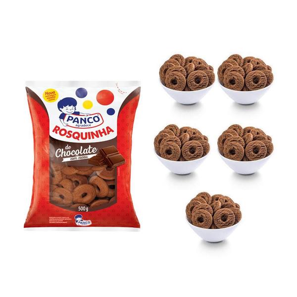 Imagem de Biscoito Rosquinha de Chocolate Panco 500 Gramas Kit 5