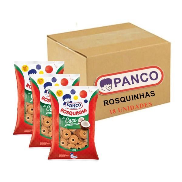 Imagem de Biscoito Rosquinha De Coco Panco 500 G Caixa Fechada Kit 18