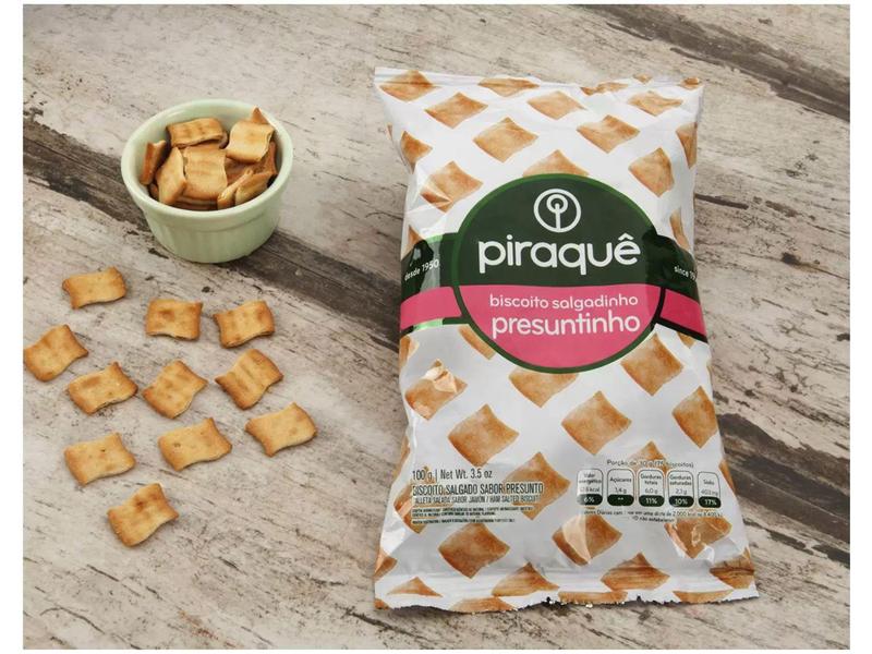 Biscoito Salgadinho Presunto Piraquê - 100g Imagem de Biscoito Salgadinho Presunto Piraquê - 100g