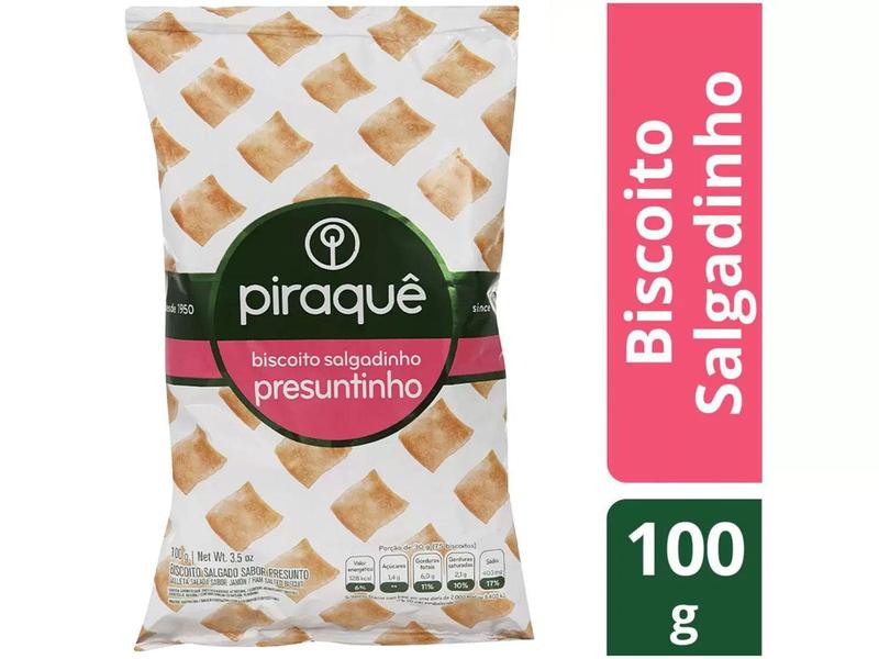 Biscoito Salgadinho Presunto Piraquê - 100g Imagem de Biscoito Salgadinho Presunto Piraquê - 100g