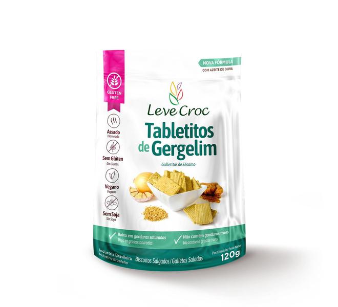 Biscoito Tabletito Salgado Gergelim Sem Glúten Leve Crock Imagem de Biscoito Tabletito Salgado Gergelim Sem Glúten Leve Crock
