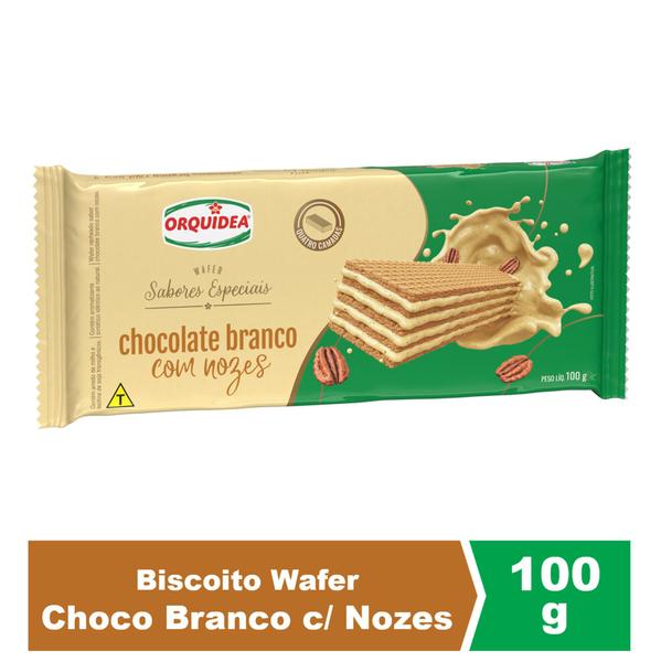 Imagem de Biscoito Wafer Chocolate Branco com Nozes Orquídea 100g