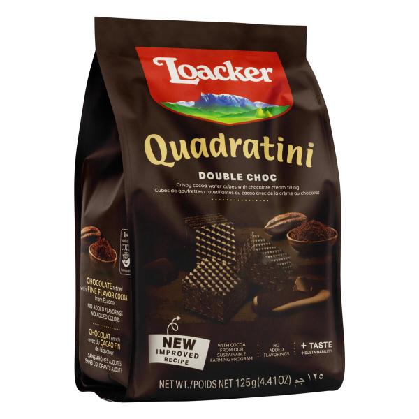 Biscoito Wafer Quadratini Double Chocolate LOACKER 125g Imagem de Biscoito Wafer Quadratini Double Chocolate LOACKER 125g