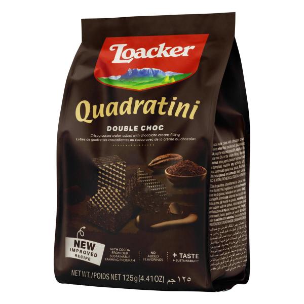 Biscoito Wafer Quadratini Double Chocolate LOACKER 125g Imagem de Biscoito Wafer Quadratini Double Chocolate LOACKER 125g