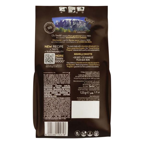 Biscoito Wafer Quadratini Double Chocolate LOACKER 125g Imagem de Biscoito Wafer Quadratini Double Chocolate LOACKER 125g