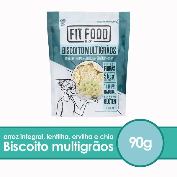 Biscoitos de Arroz Multigrãos FIT FOOD 90g Imagem de Biscoitos de Arroz Multigrãos FIT FOOD 90g