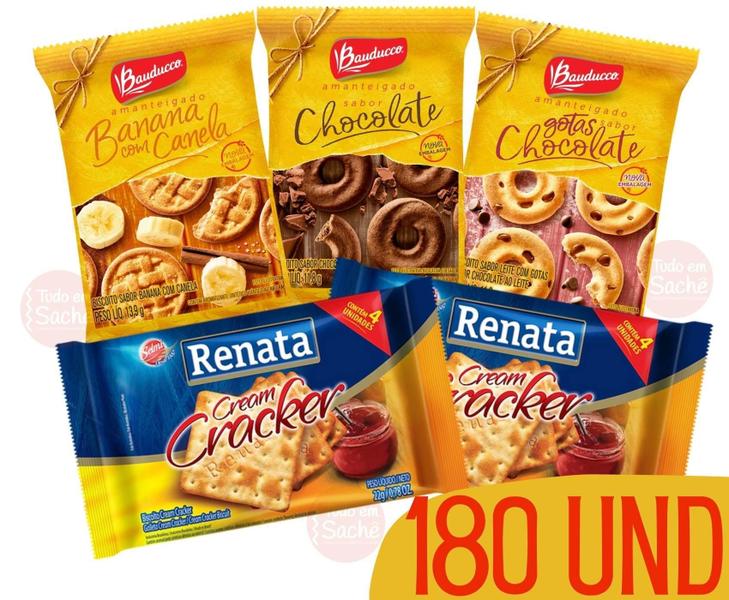 Imagem de Biscoitos Sache Cracker + Amanteigados Bauducco Renata 180