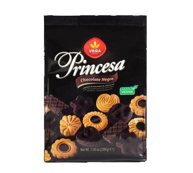 Imagem de Biscoitos sortidos de chocolate negro vieira princesa 200g