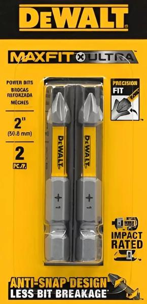 Imagem de Bits impacto ponta philips ph1 intercambiável 2 polegadas 50mm dewalt maxfit ultra 1 dwaf2ph1-2h 2 peças parafusadeira