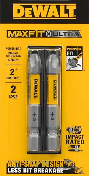 Imagem de Bits impacto ponta philips ph3 intercambiável 2 polegadas 50mm dewalt maxfit ultra 3 dwaf2ph3-2h 2 peças parafusadeira