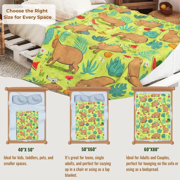 Imagem de Blanket Throw Capybara Vtfczeb Flannel 100x125cm Presente para crianças